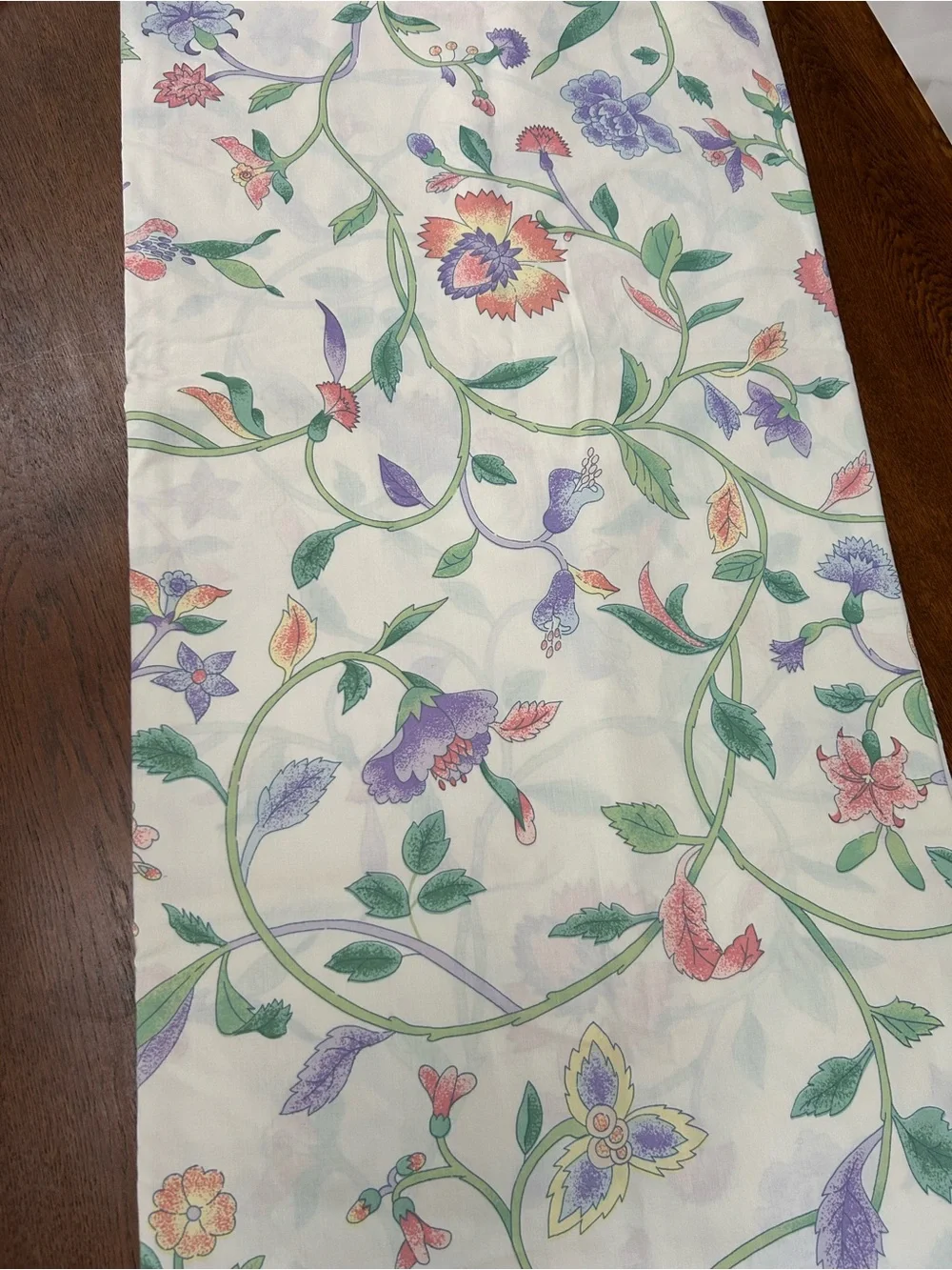 TWO Wamsutta Cream Floral Twin Flat Sheets/ Set (2) with Pink & Green.